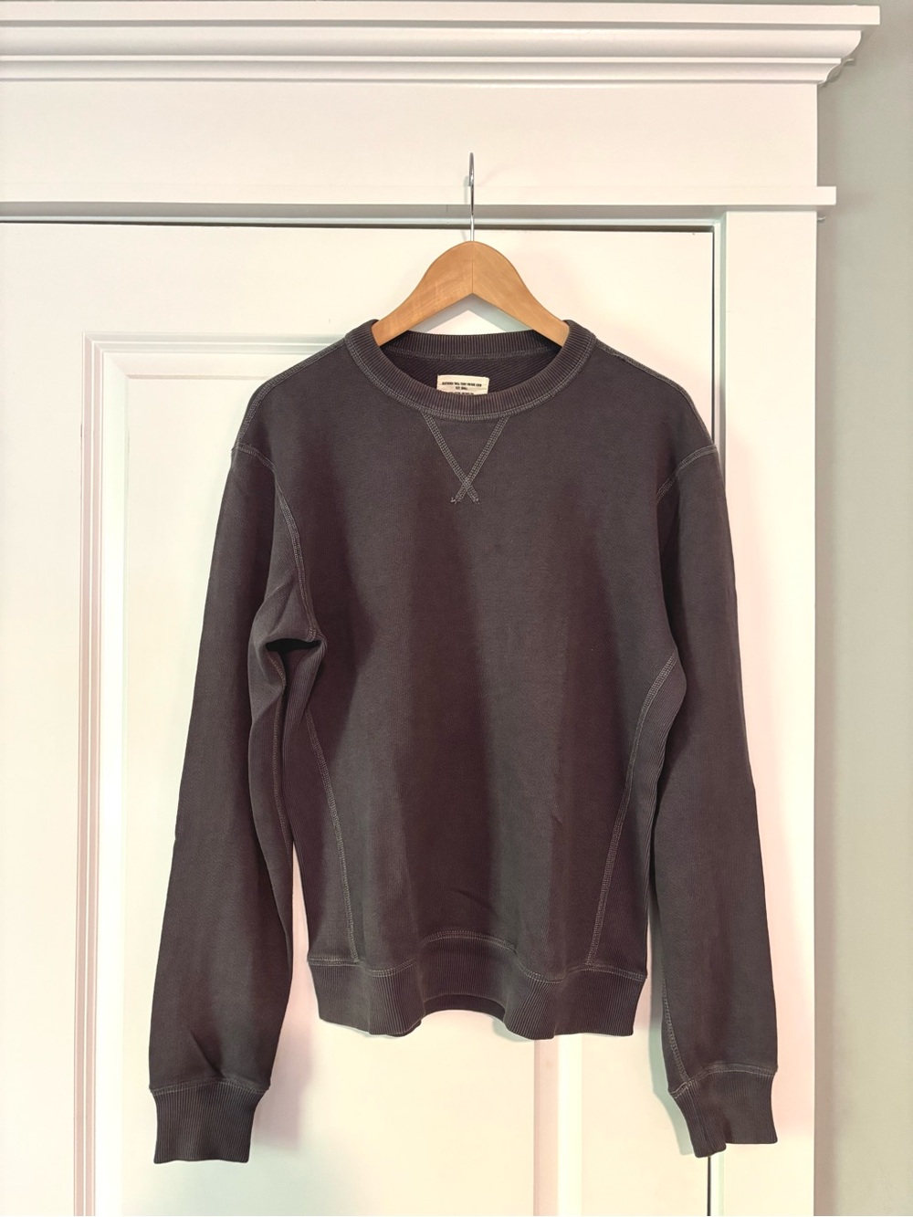 Buck Mason Heathered Twill Terry Vintage Crew - Dark Blue/Charcoal - Men’s S